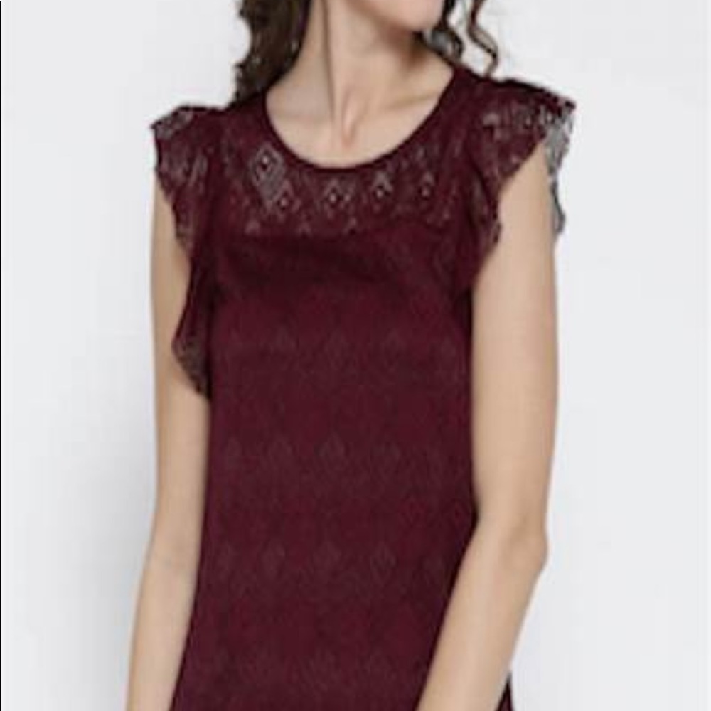 Vera Moda Derek Lace Top - Burgundy